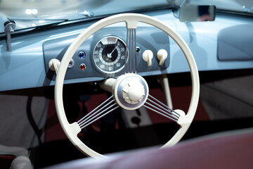 View of a vintage car interior