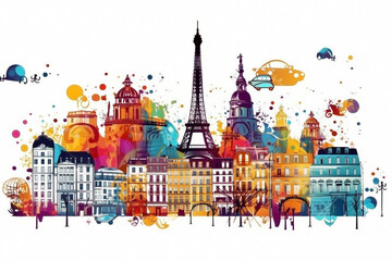 Vector illustration of landmarks in Paris