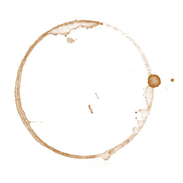 Coffee stains isolated on a transparent background. Royalty high-quality free stock PNG image of Coffee and Tea Stains Left by Cup Bottoms. Round coffee stain isolated, cafe stain fleck drink beverage
