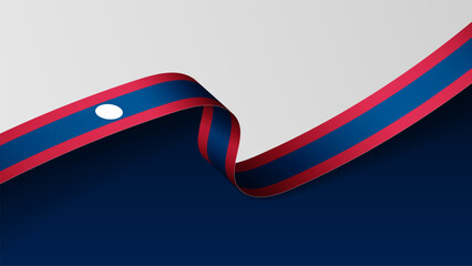 Laos ribbon flag background.