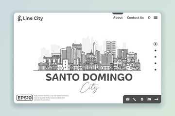 Santo Domingo, Dominican Republic architecture line skyline illustration. Linear vector cityscape with famous landmarks, city sights, design icons. Landscape with editable strokes. - obrazy, fototapety, plakaty
