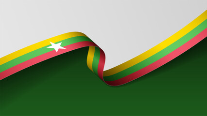 Myanmar ribbon flag background.