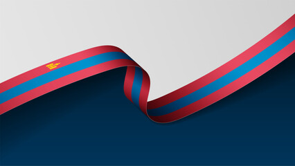 Mongolia ribbon flag background.