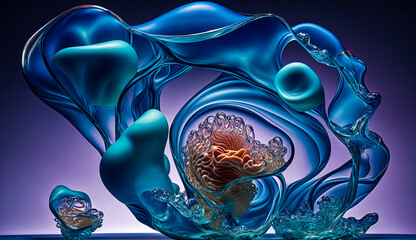 Abstract fluid 3d render holographic iridescent neon curved wave in motion dark background. Gradient design element for banners, backgrounds, wallpapers and covers