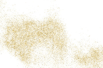 Gold Glitter Texture Isolated On White. Goldish Color Sequins. Golden Explosion Of Confetti. Design Element. Celebratory Background. Vector Illustration, Eps 10.