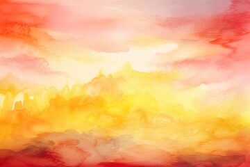 Fototapeta na wymiar a painting of a yellow and red sky with clouds in the background and a red and yellow sky with clouds in the foreground and a red and yellow sky in the middle. generative ai