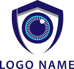 Web security logo, shield with wings, eyes, locks, gear, and protection