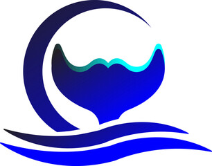 Web fish fin logo, in the middle of the sea