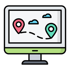 Online Map Line Color Icon