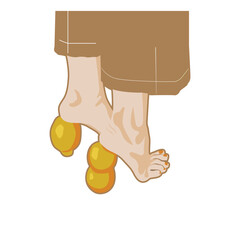 Vector foot is stepping on a lemon