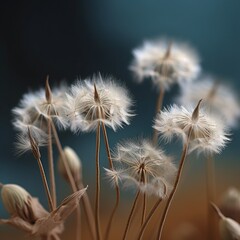 Fototapeta na wymiar Close-up of dried flower buds. Selective focus. Blurred background. generative ai