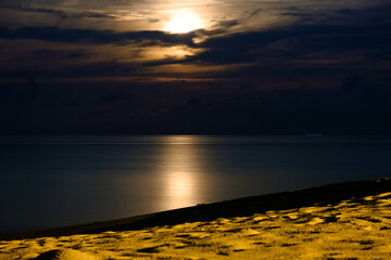 Seascape scenery at night in Dungun, Terengganu, Malaysia.