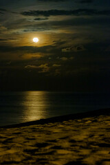 Seascape scenery at night in Dungun, Terengganu, Malaysia.