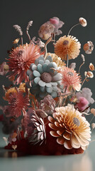 Spring exquisite 3D render of a harmonious flower arrangement Generative Ai