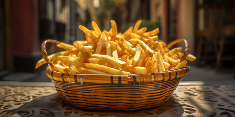 A basket of crispy, golden French fries generated by AI