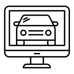 Online Car Booking Outline Icon