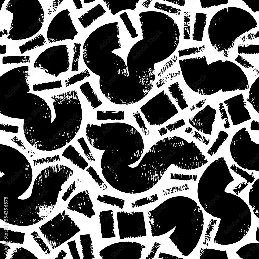Poster vector abstract seamless pattern with different shapes and textures. bold curvy shapes background. v