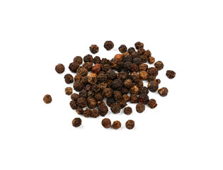 Heap of black peppercorns isolated