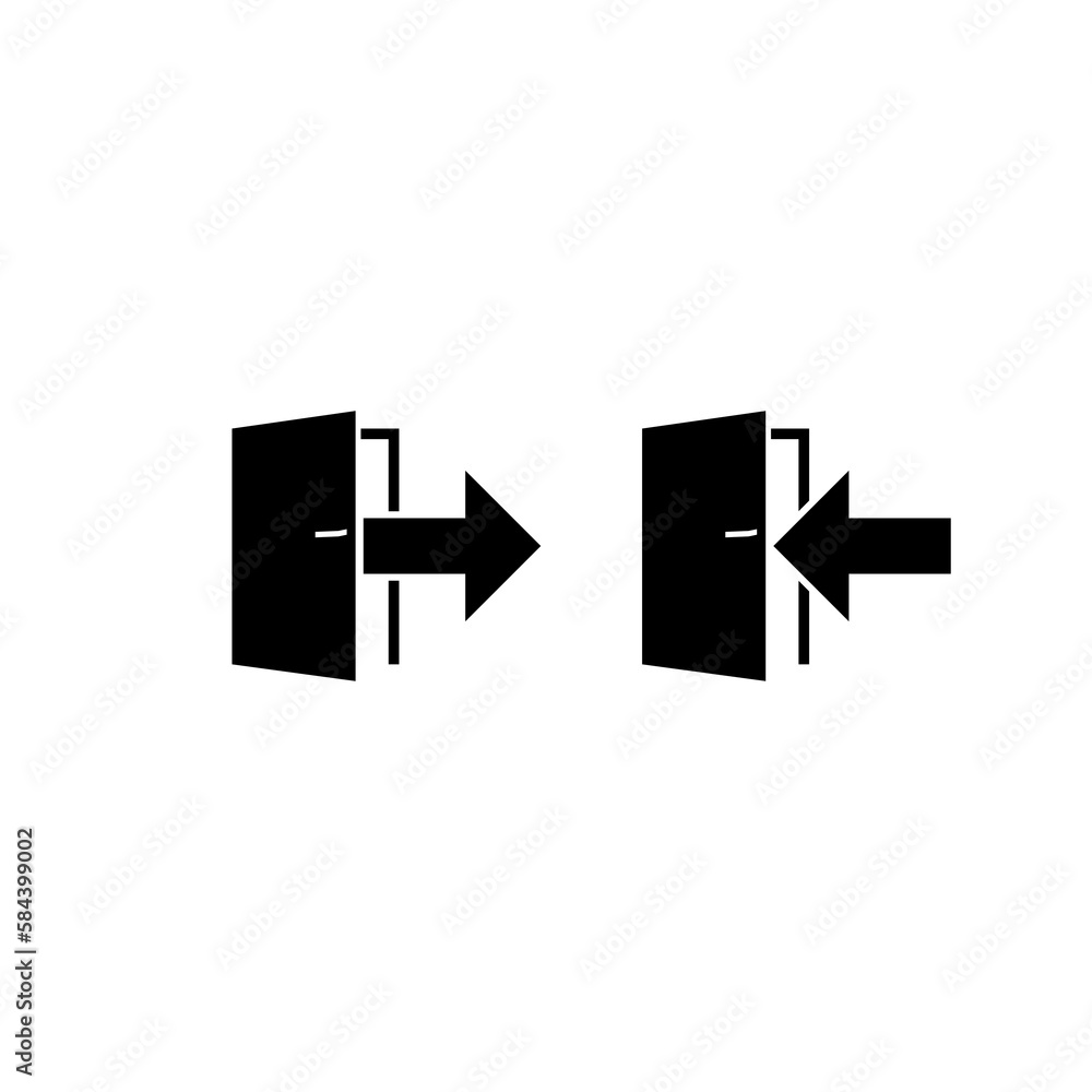 Aufkleber exit and enter door with arrow symbol isolated on transparent background