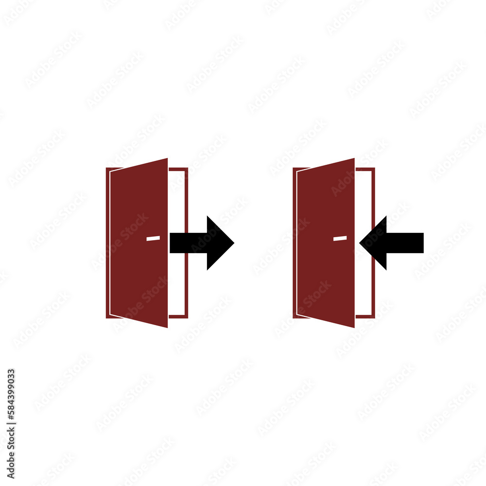 Aufkleber exit and enter door with arrow symbol isolated on transparent background