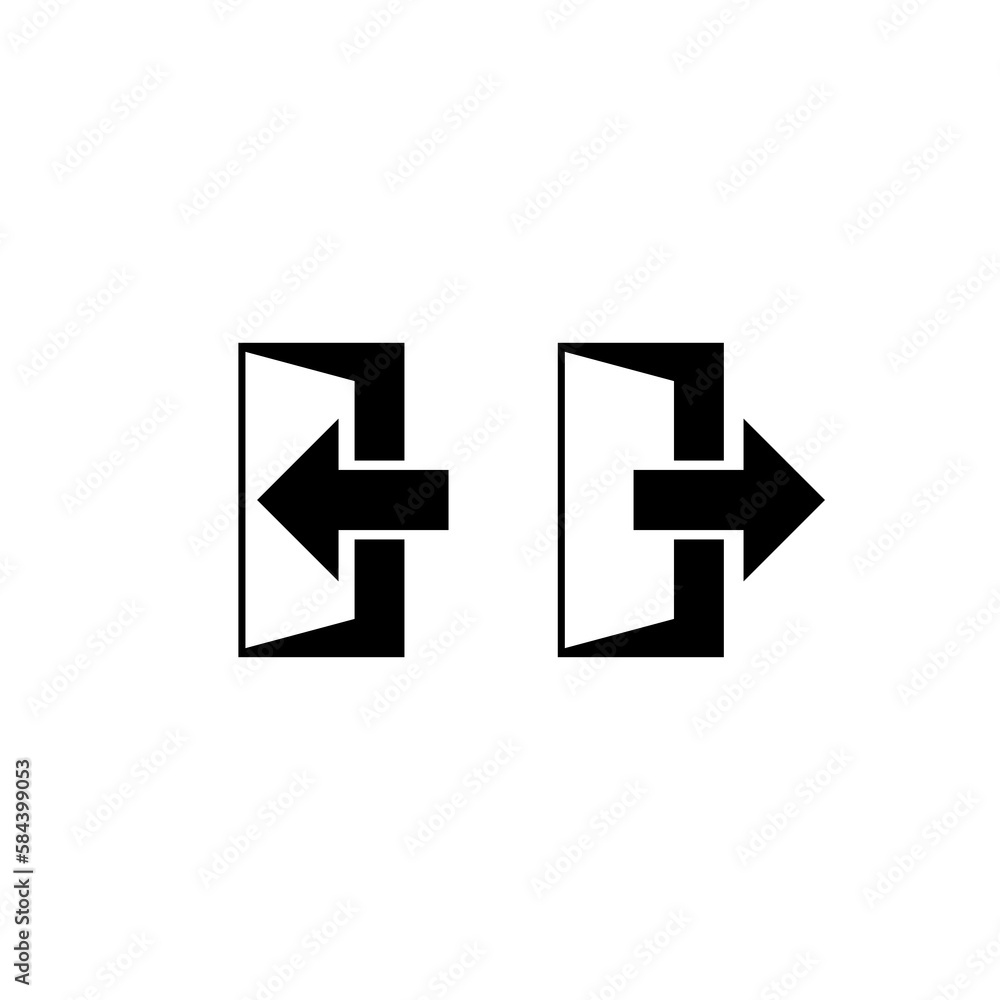 Poster exit and enter door with arrow symbol isolated on transparent background