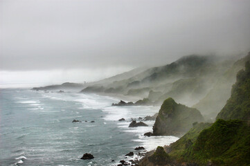 Küstenlandschaft im Nebel