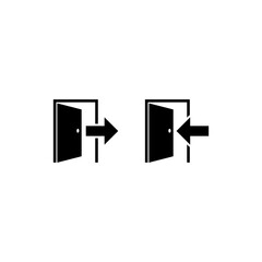 Obraz premium Exit and enter door with arrow symbol isolated on transparent background