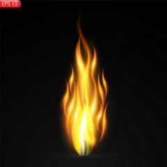 Translucent fire flames and sparks with horizontal repetition on transparent background. For used on dark illustrations. Transparency only in vector format