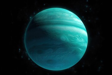 Fototapeta na wymiar an artist's rendering of a planet with a star in the background and a black background with a blue glow on the planet and a black background. generative ai