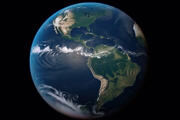 Fototapeta na wymiar a picture of the earth taken from space showing africa and the middle east side of the earth with a black background and a black background. generative ai
