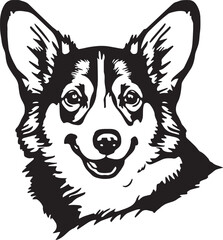 Obraz premium Corgi dog face isolated on a white background, SVG, Vector, Illustration. 