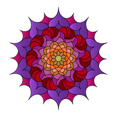 Circular pattern, filled silhouette. Vector illustration isolated on white background, simple design.