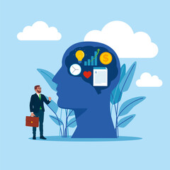 Business and creative idea, brainstorm concept. Modern vector illustration in flat style
