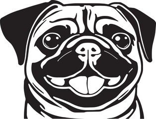 Pug dog face isolated on a white background, SVG, Vector, Illustration.	