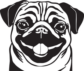 Pug dog face isolated on a white background, SVG, Vector, Illustration.	