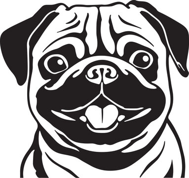 Pug dog face isolated on a white background, EPS, Vector, Illustration.	