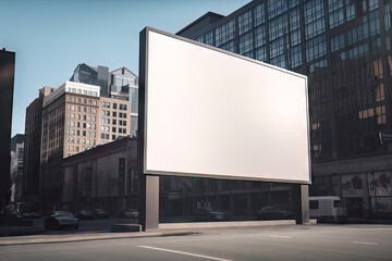 Fototapeta na wymiar AI generated Blank billboard on the street, Local outdoor advertising mockup