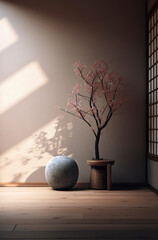 Generative AI illustration of Japanese zen theme background