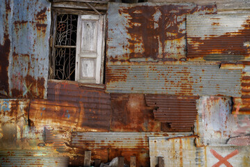 galvanized sheet metal backing antique windows, old wall, old window, texture, abstract.