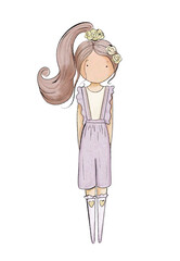 Girl cartoon watercolor 