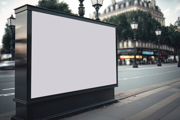 AI generated Blank billboard on the street, Local outdoor advertising mockup