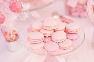 pink macaroons on plate