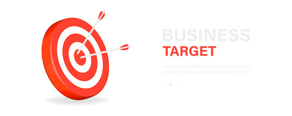 A business target banner with a goal board. Business goal achievement concept. Vector illustration