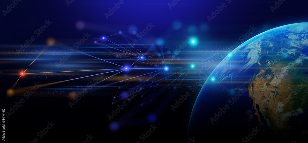 Poster earth and network of internet for telecom,globe data cloud storage of 5g, global networking of socia