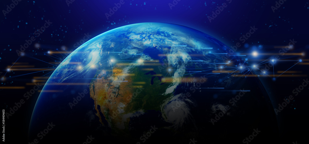 Poster earth and network of internet for telecom,globe data cloud storage of 5g, global networking of socia