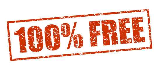 100 Percent Free Sign Word Text Rubber Stamp Grunge Effect Vector Illustration