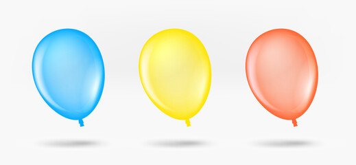 Different color air balloons collection. 3d vector isolated on white background