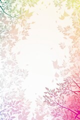 Fototapeta na wymiar Ivory White Light Pink Background Silhouettes Leafy Branches Vertical Mobile Postcard. Generative AI