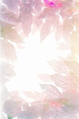 Ivory White Light Pink Background Silhouettes Leafy Branches Vertical Mobile Postcard. Generative AI