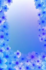 Fototapeta na wymiar Periwinkle Blue Color Background Silhouettes Flowers Vertical Mobile Postcard. Generative AI